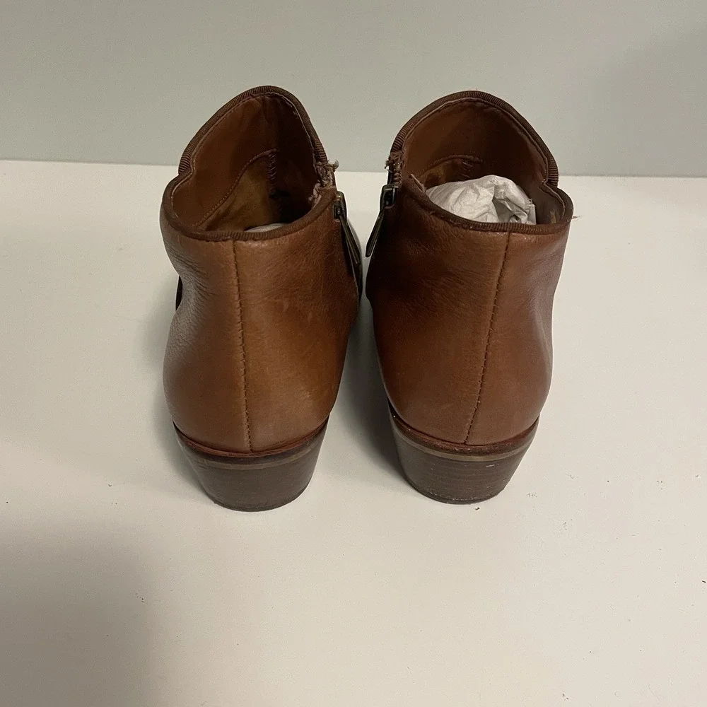 Sam‎ Edelman Petty Womens Size 7.5 Brown Saddle Leather Zip Up Ankle Boots